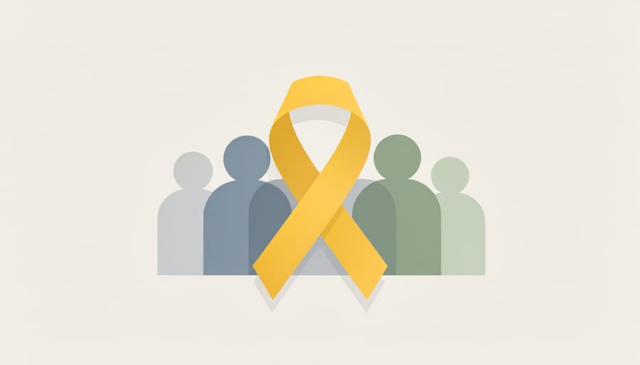 Yellow ribbon held on a service member’s jacket lapel